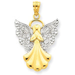 Load image into Gallery viewer, 14k Yellow Gold and Rhodium Angel Filigree Pendant Charm
