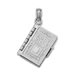 Afbeelding in Gallery-weergave laden, 14k White Gold Lords Prayer Holy Bible Book Pendant Charm
