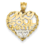 Load image into Gallery viewer, 14k Gold Two Tone Heart My Soul Mate Pendant Charm

