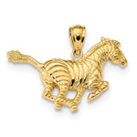 Load image into Gallery viewer, 14k Yellow Gold Running Zebra Open Back Pendant Charm
