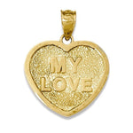 이미지를 갤러리 뷰어에 로드 , 14k Yellow Gold My Love XOXO Heart Reversible Pendant Charm
