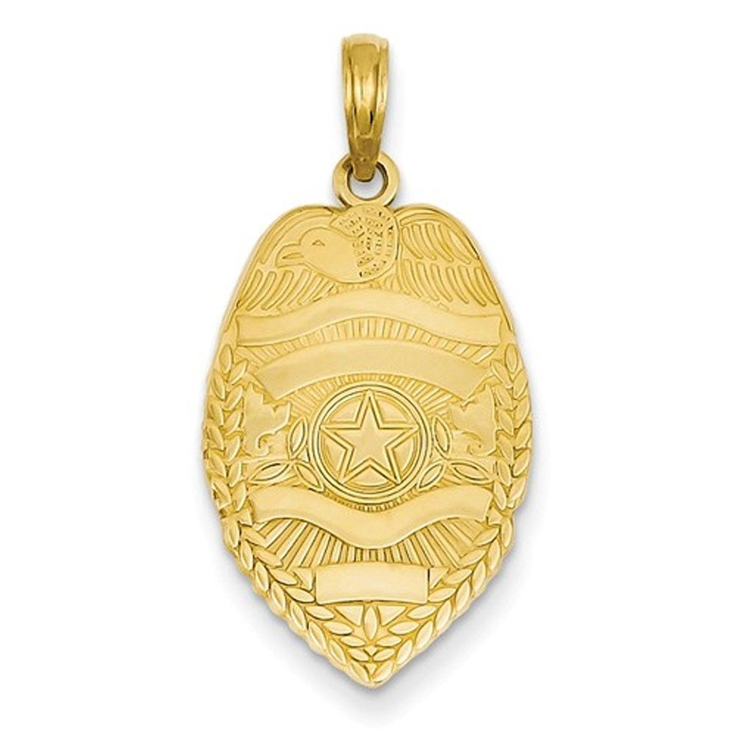 14k Yellow Gold Police Badge Pendant Charm - [cklinternational]