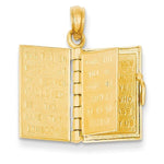 Kép betöltése a galériamegjelenítőbe: 14k Yellow Gold Ten Commandments Bible 3D Pendant Charm

