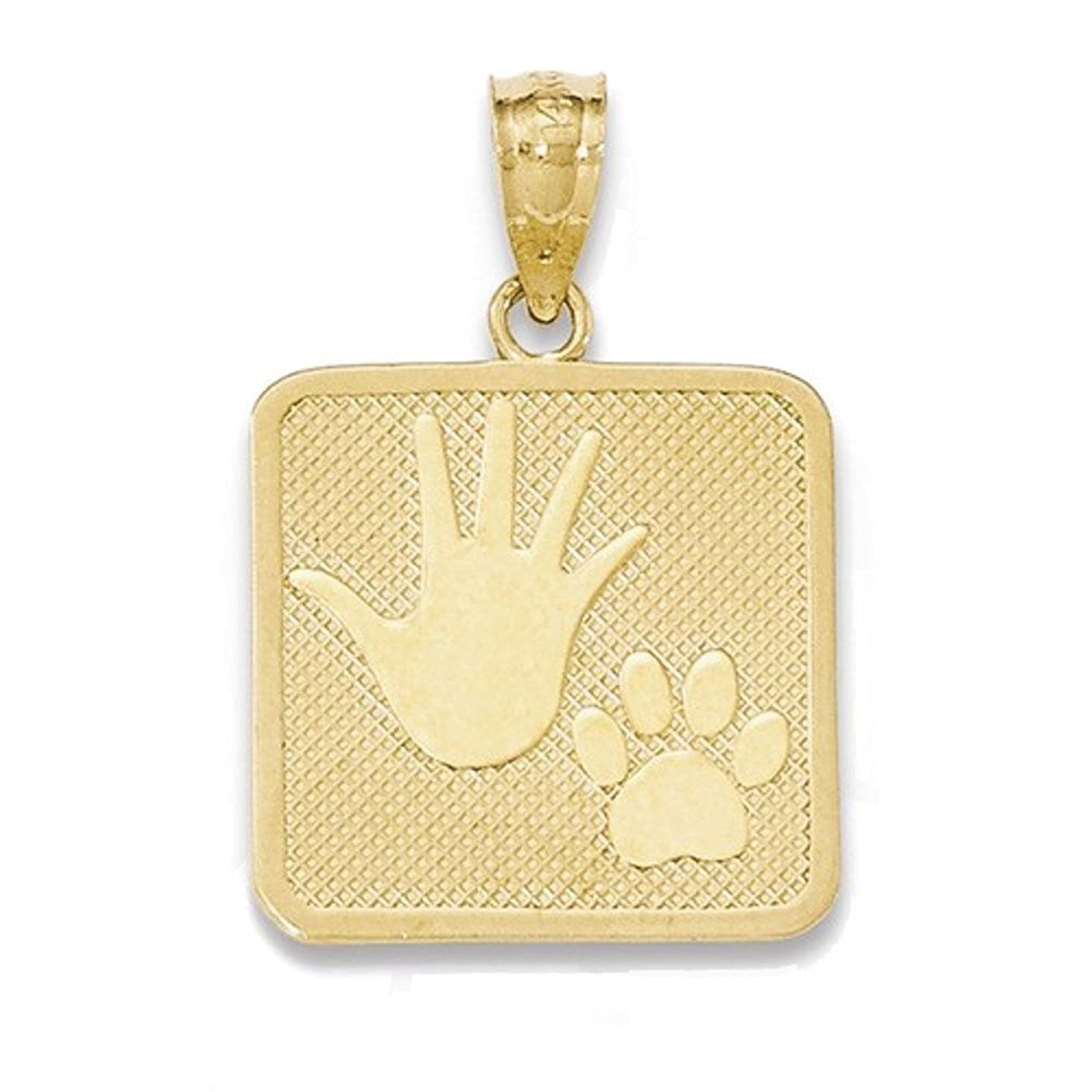 14k Yellow Gold Hand Paw Print Puppy Me Pendant Charm