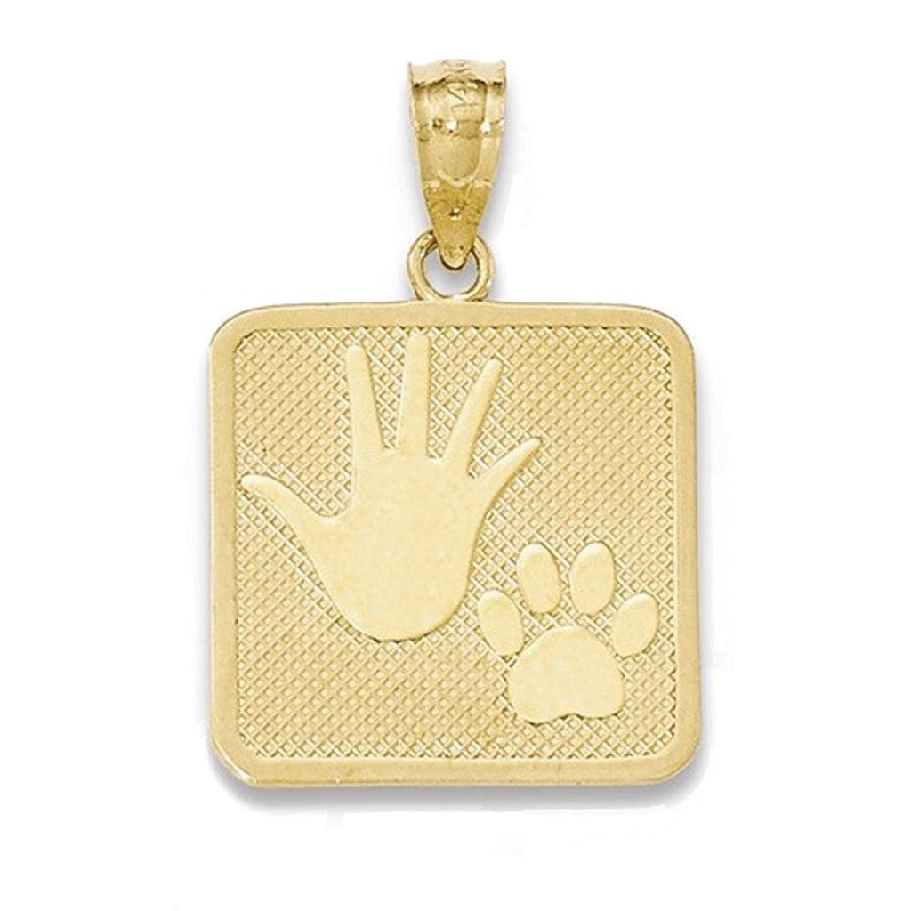 14k yellow gold hand paw print puppy me pendant charm