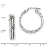 Load image into Gallery viewer, 14K White Gold 23mmx4.5mm Textured Modern Contemporary Round Hoop Earrings
