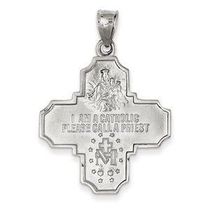 14k White Gold Cross Cruciform Four Way Medal Pendant Charm