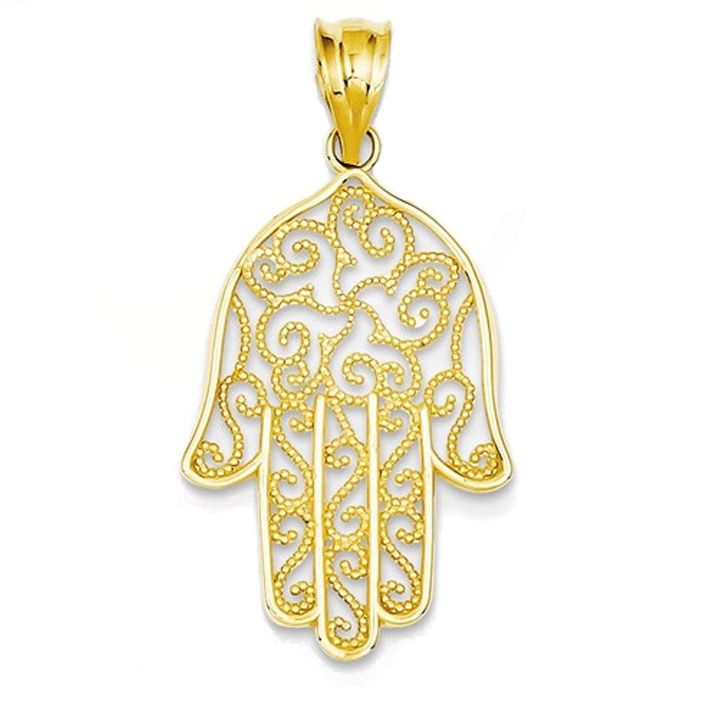 14k yellow gold hand of god hamsa chamseh pendant charm