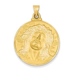 將圖片載入圖庫檢視器 14k Yellow Gold Jesus Face Medal Hollow Pendant Charm
