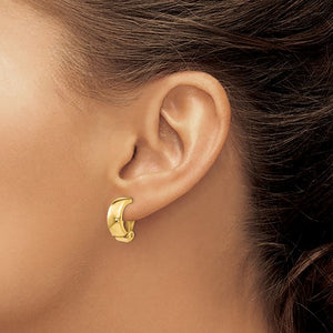 14K Yellow Gold Non Pierced Huggie Omega Back Clip On Earrings