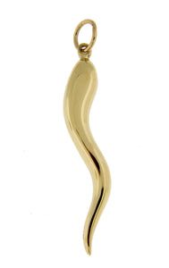 14k Yellow Gold Italian Horn Lucky 3D Pendant Charm - [cklinternational]