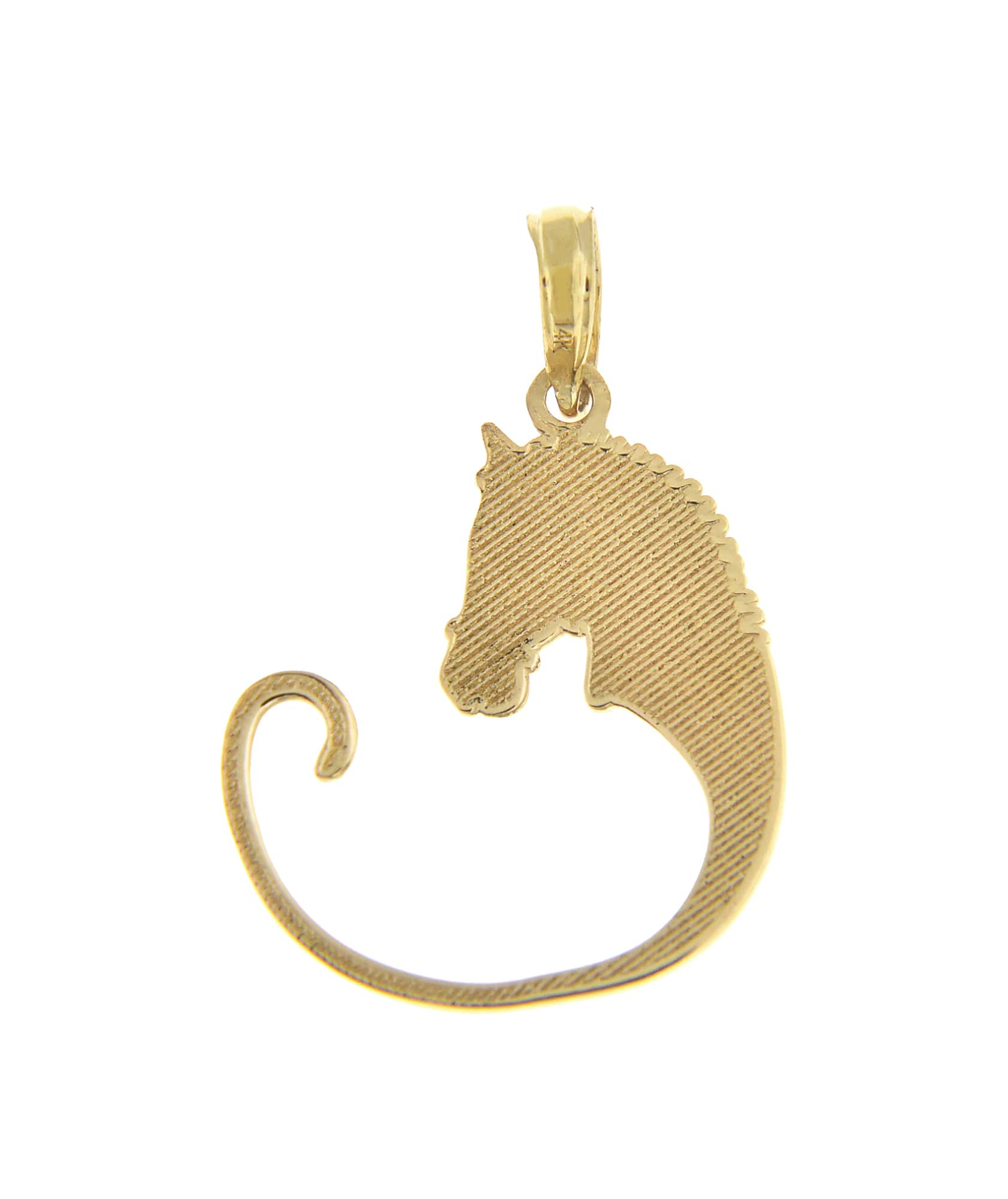 14K Yellow Gold Horse Head Equestrian Charm Holder Pendant