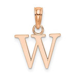 Load image into Gallery viewer, 14K Rose Gold Uppercase Initial Letter W Block Alphabet Pendant Charm
