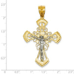 Φόρτωση εικόνας στο εργαλείο προβολής Συλλογής, 14k Gold Two Tone Large Cross Crucifix Pendant Charm
