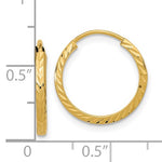 Load image into Gallery viewer, 14k Yellow Gold 13mm x 1.35mm Diamond Cut Round Endless Hoop Earrings
