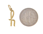 Load image into Gallery viewer, 10K Yellow Gold Lowercase Initial Letter H Script Cursive Alphabet Pendant Charm
