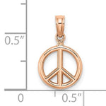Load image into Gallery viewer, 14k Rose Gold Peace Sign Symbol Small 3D Pendant Charm
