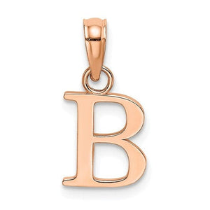 14K Rose Gold Uppercase Initial Letter B Block Alphabet Pendant Charm