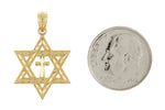 Load image into Gallery viewer, 14k Yellow Gold Star of David with Cross Pendant Charm
