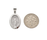 이미지를 갤러리 뷰어에 로드 , 14k White Gold Blessed Virgin Mary Miraculous Medal Oval Hollow Pendant Charm
