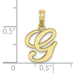 Cargar imagen en el visor de la galería, 10K Yellow Gold Script Initial Letter G Cursive Alphabet Pendant Charm
