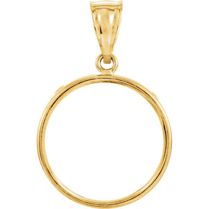 14K Yellow Gold Holds 19mm x 1.1mm Coins or Mexican 5 Peso Coin Holder Tab Back Frame Pendant
