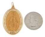 Lataa kuva Galleria-katseluun, 14k Yellow Gold Blessed Virgin Mary Miraculous Medal Oval Large Pendant Charm
