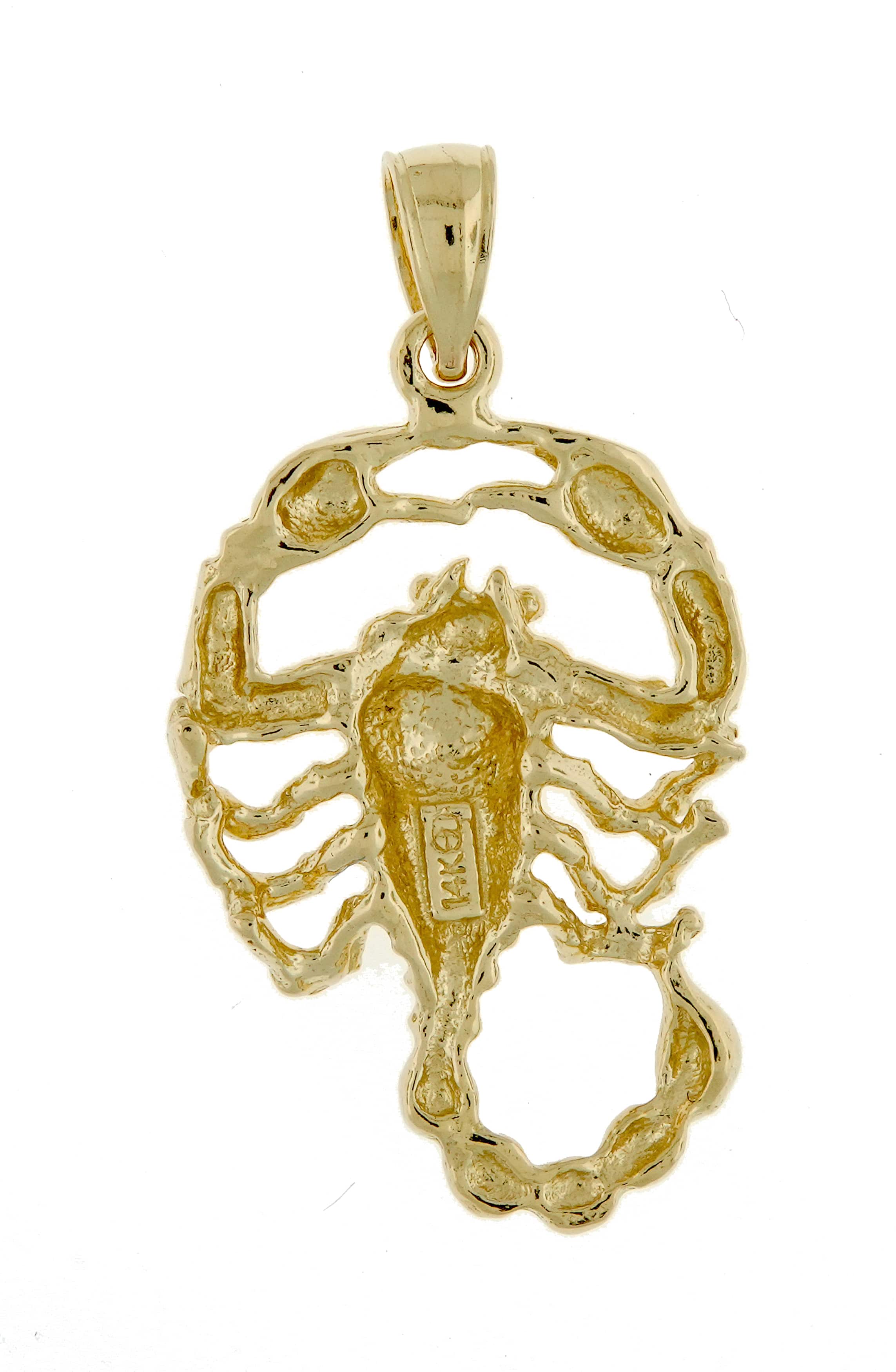 14k Yellow Gold Scorpio Zodiac Horoscope Large Pendant Charm