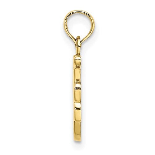 14K Yellow Gold Script Initial Letter F Cursive Alphabet Pendant Charm