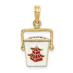Afbeelding in Gallery-weergave laden, 14k Yellow Gold Enamel Chinese Food Take Out Box 3D Pendant Charm
