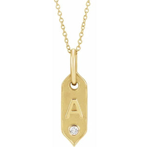 14K Yellow Rose White Gold Genuine Diamond Initial Letter A Alphabet Necklace