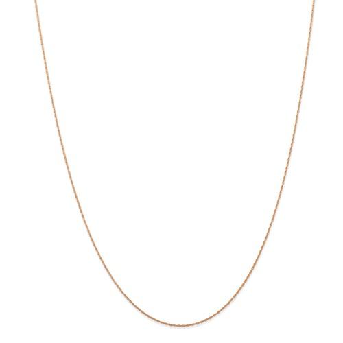 14k Rose Gold 0.50mm Thin Cable Rope Necklace Pendant Chain