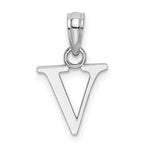 Load image into Gallery viewer, 14K White Gold Uppercase Initial Letter V Block Alphabet Pendant Charm
