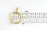 Φόρτωση εικόνας στο εργαλείο προβολής Συλλογής, 14K Yellow Gold Holds 17.9mm x 1.2mm Coins or United States US $2.50 Dollar or Chinese Panda 1/10oz Ounce Coin Holder Tab Back Frame Pendant
