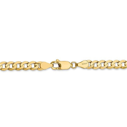 14K Yellow Gold 4.5mm Open Concave Curb Bracelet Anklet Choker Necklace Pendant Chain