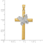 Charger l&#39;image dans la galerie, 14K Yellow White Gold Two Tone Cross Butterfly Pendant Charm
