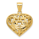 Charger l&#39;image dans la galerie, 14k Yellow Gold Puffy Heart Cage 3D Hollow Pendant Charm
