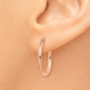 14K Rose Gold 20mm x 2mm Classic Round Hoop Earrings