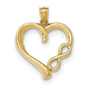 14k Yellow Gold Infinity Heart Pendant Charm