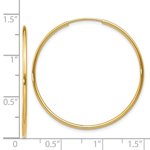 14K Yellow Gold 30mm x 1.25mm Round Endless Hoop Earrings