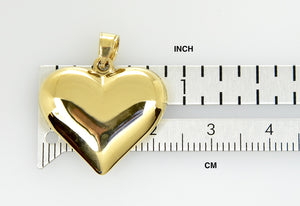 14k Yellow Gold Puffy Heart 3D Hollow Pendant Charm - [cklinternational]