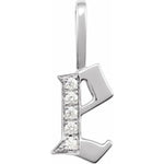 Afbeelding in Gallery-weergave laden, 14k Yellow Rose White Gold Diamond Gothic Letter E Initial Alphabet Pendant Charm
