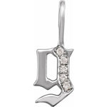 Afbeelding in Gallery-weergave laden, 14k Yellow Rose White Gold Diamond Gothic Letter G Initial Alphabet Pendant Charm
