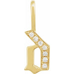 이미지를 갤러리 뷰어에 로드 , 14k Yellow Rose White Gold Diamond Gothic Letter D Initial Alphabet Pendant Charm
