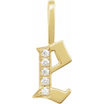 Lataa kuva Galleria-katseluun, 14k Yellow Rose White Gold Diamond Gothic Letter E Initial Alphabet Pendant Charm
