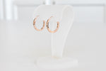 Load image into Gallery viewer, 14K Rose Gold Square Tube Round Hoop Earrings 20mmx2mm
