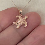 Load and play video in Gallery viewer, 14k Rose Gold Turtle Open Back Pendant Charm
