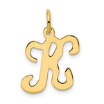 Load image into Gallery viewer, 14K Yellow Gold Initial Letter K Cursive Script Alphabet Pendant Charm
