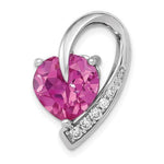 Загрузить изображение в средство просмотра галереи, 14k White Gold Lab Created Pink Sapphire with Genuine Diamond Chain Slide Pendant Charm
