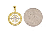 Indlæs billede til gallerivisning 14k Gold Two Tone Nautical Compass Medallion Pendant Charm
